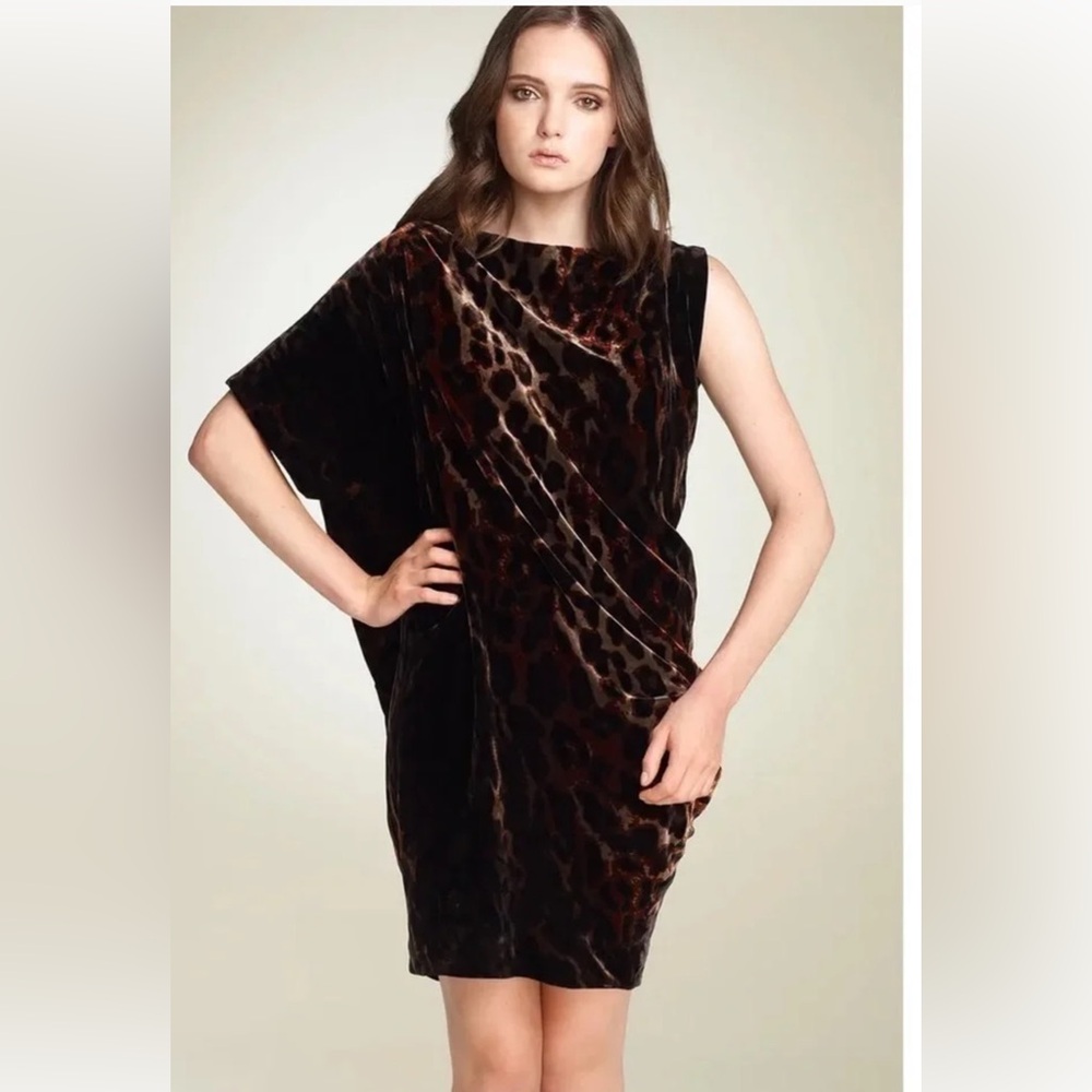 DVF Diane Von Furstenberg WILMA JOON Velvet Velour Tunic Dress Golden Tiger SZ 6